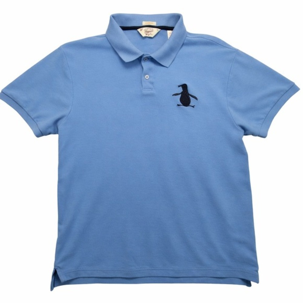 Original Penguin Polo Shirt Men 2XL Blue Cotton Classic Fit Short Sleeve Logo